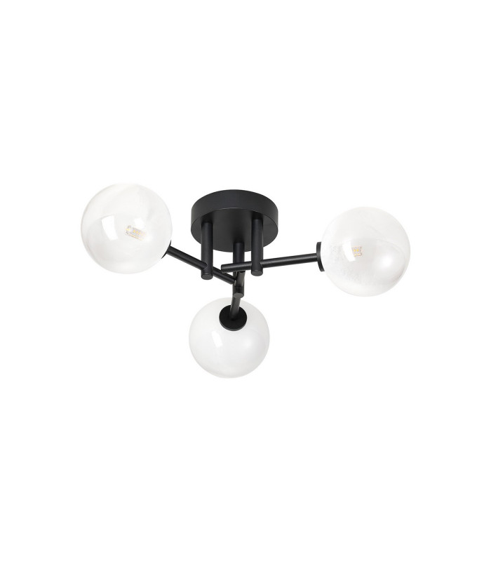Tivoli 44.5cm Semi Flush Ceiling Round 3 Light G9 IP44 Satin Black/White/Clear Two-Tone Snow Specks Round Glass-4