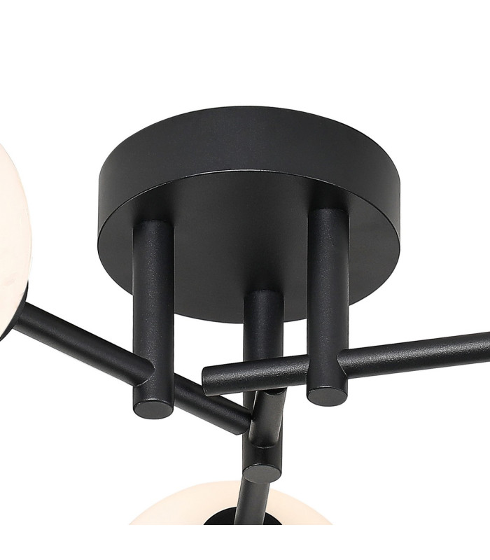 Tivoli 44.5cm Semi Flush Ceiling Round 3 Light G9 IP44 Satin Black/White/Clear Two-Tone Snow Specks Round Glass-5