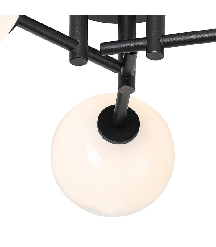 Tivoli 44.5cm Semi Flush Ceiling Round 3 Light G9 IP44 Satin Black/White/Clear Two-Tone Snow Specks Round Glass-7