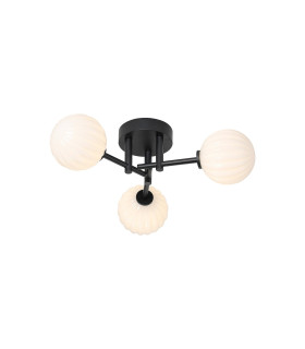 Tivoli 44.5cm Semi Flush Ceiling Round 3 Light G9 IP44 Satin Black/Opal Round Segment Glass-1