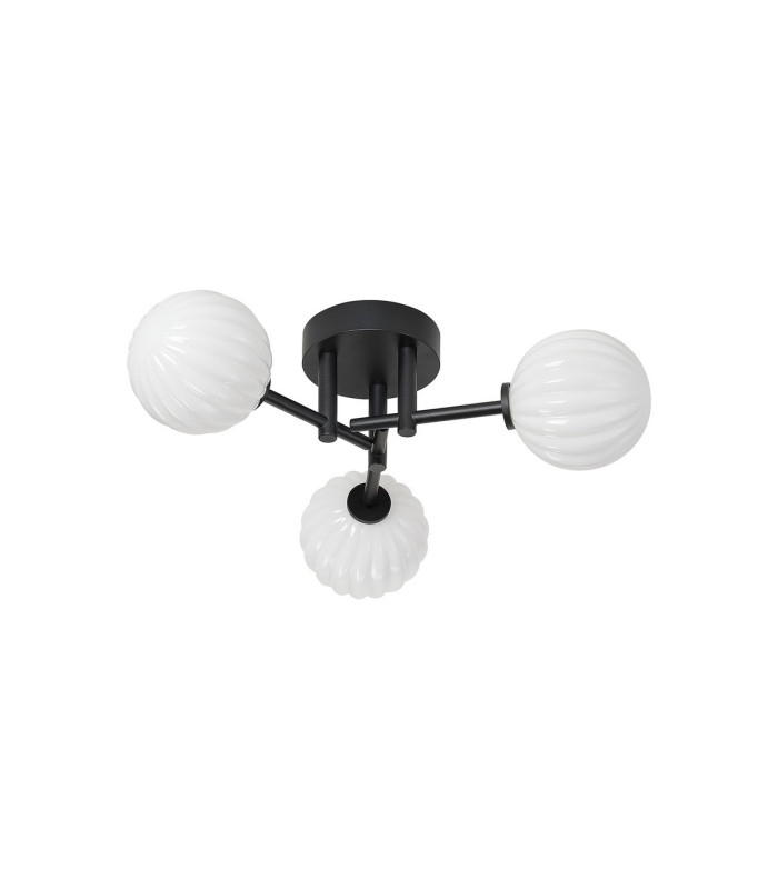 Tivoli 44.5cm Semi Flush Ceiling Round 3 Light G9 IP44 Satin Black/Opal Round Segment Glass-4