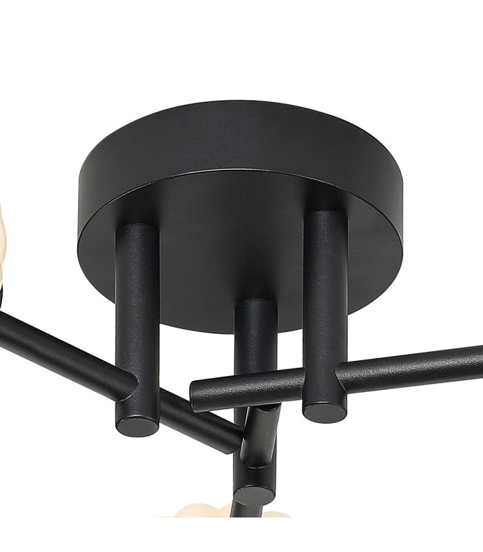 Tivoli 44.5cm Semi Flush Ceiling Round 3 Light G9 IP44 Satin Black/Opal Round Segment Glass-5
