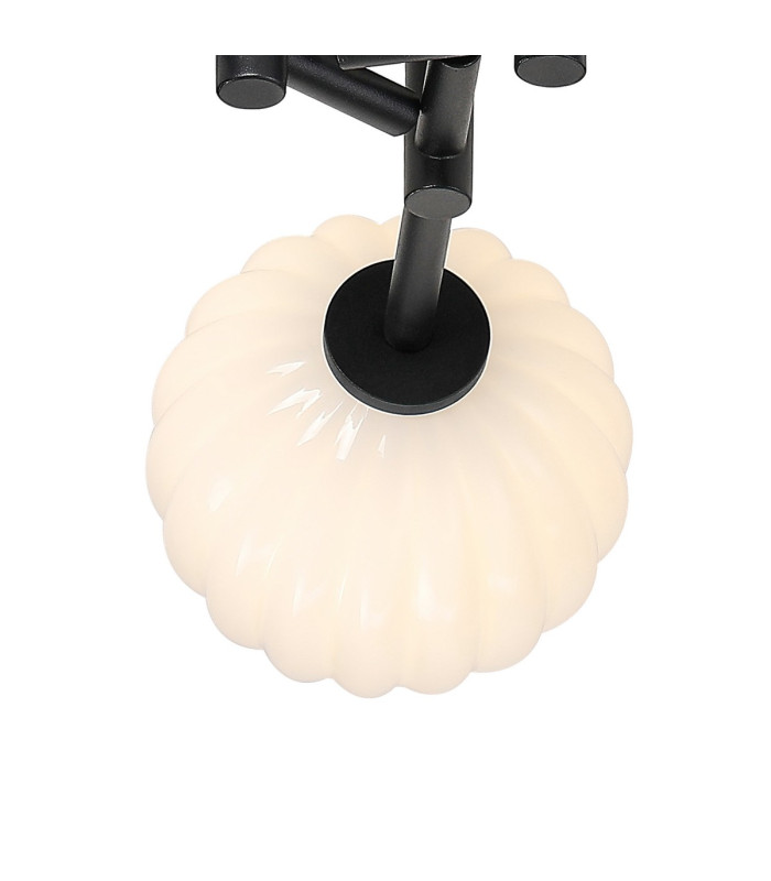 Tivoli 44.5cm Semi Flush Ceiling Round 3 Light G9 IP44 Satin Black/Opal Round Segment Glass-7