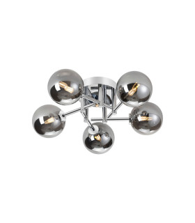 Tivoli 50cm Semi Flush Ceiling Round 5 Light G9 IP44 Polished Chrome/Smoke Smooth Round Glass-1