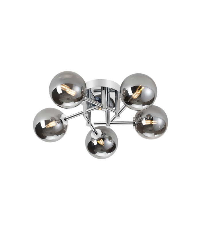 Tivoli 50cm Semi Flush Ceiling Round 5 Light G9 IP44 Polished Chrome/Smoke Smooth Round Glass-1