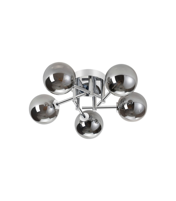 Tivoli 50cm Semi Flush Ceiling Round 5 Light G9 IP44 Polished Chrome/Smoke Smooth Round Glass-4