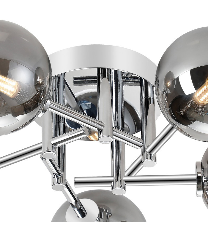 Tivoli 50cm Semi Flush Ceiling Round 5 Light G9 IP44 Polished Chrome/Smoke Smooth Round Glass-5