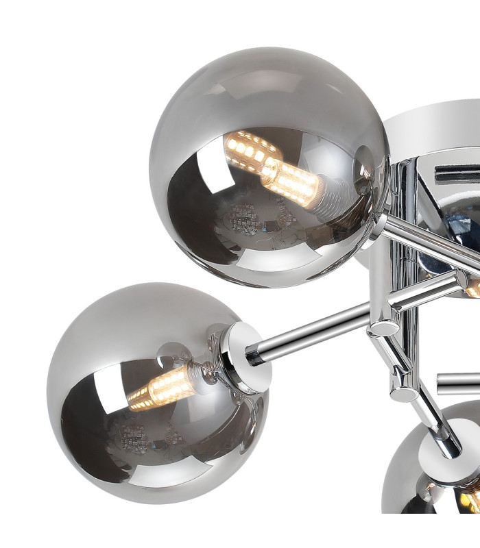 Tivoli 50cm Semi Flush Ceiling Round 5 Light G9 IP44 Polished Chrome/Smoke Smooth Round Glass-7