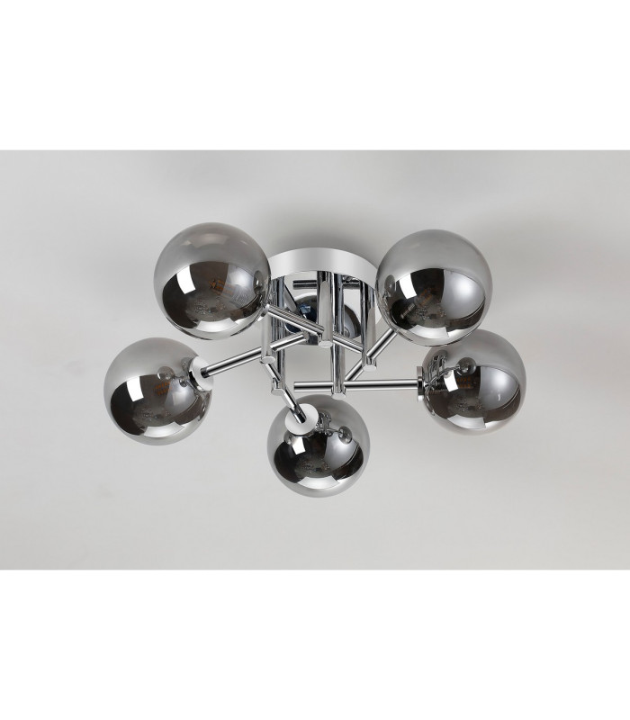 Tivoli 50cm Semi Flush Ceiling Round 5 Light G9 IP44 Polished Chrome/Smoke Smooth Round Glass-8