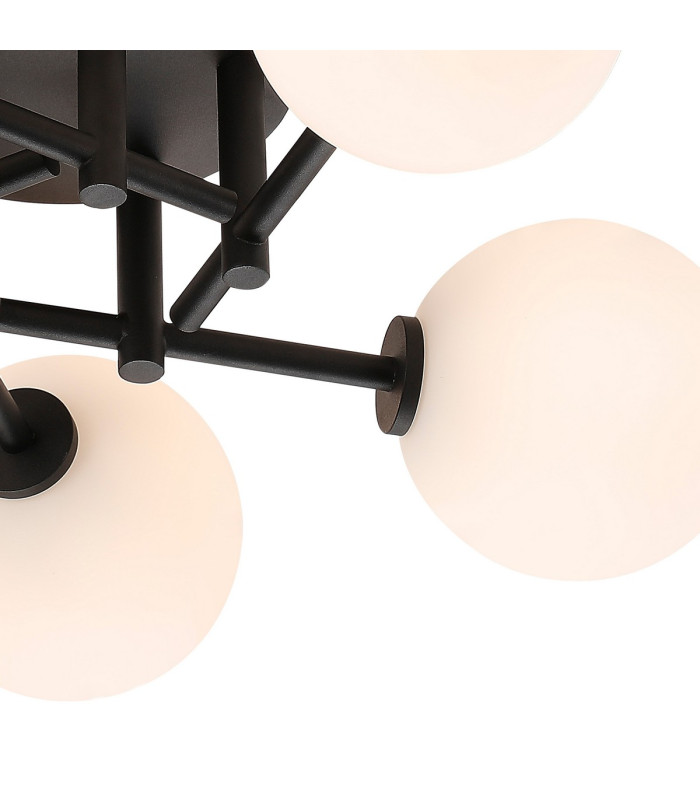 Tivoli 50cm Semi Flush Ceiling Round 5 Light G9 IP44 Satin Black/Opal Smooth Round Glass-7