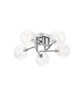 Tivoli 50cm Semi Flush Ceiling Round 5 Light G9 IP44 Polished Chrome/Clear Ribbed Round Glass-1