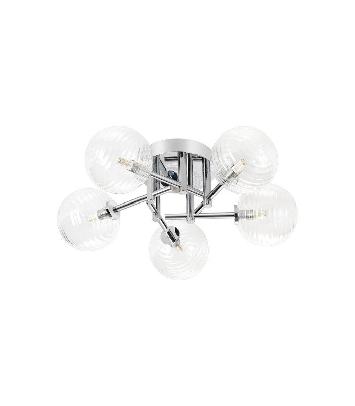 Tivoli 50cm Semi Flush Ceiling Round 5 Light G9 IP44 Polished Chrome/Clear Ribbed Round Glass-4