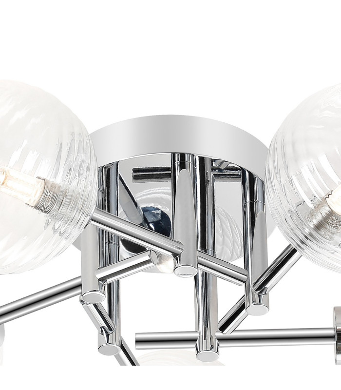 Tivoli 50cm Semi Flush Ceiling Round 5 Light G9 IP44 Polished Chrome/Clear Ribbed Round Glass-6