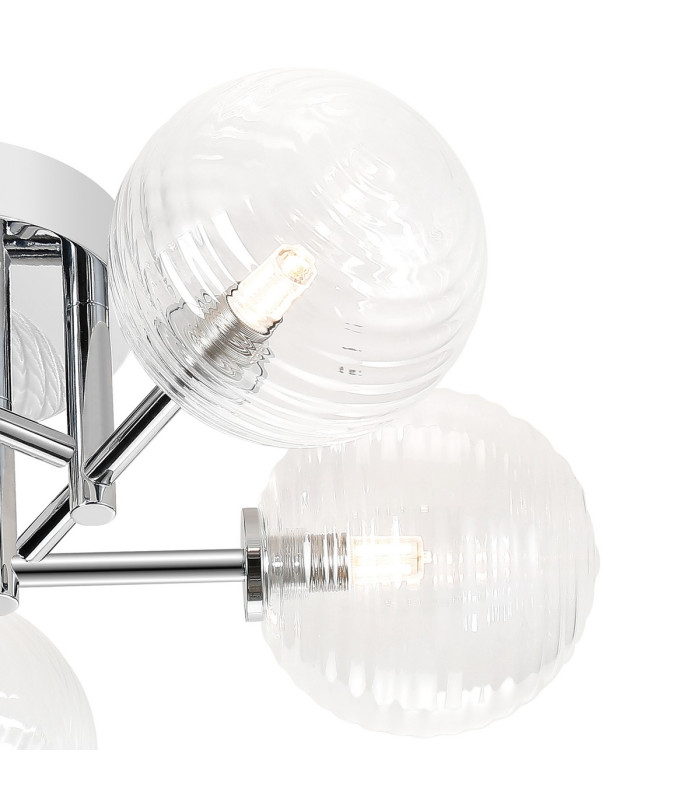 Tivoli 50cm Semi Flush Ceiling Round 5 Light G9 IP44 Polished Chrome/Clear Ribbed Round Glass-7