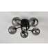 Tivoli 50cm Semi Flush Ceiling Round 5 Light G9 IP44 Satin Black/Smoke Ribbed Round Glass-7