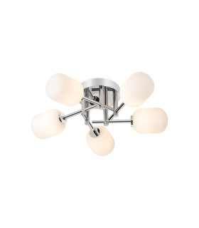 Tivoli 50cm Semi Flush Ceiling Round 5 Light G9 IP44 Polished Chrome/Opal Smooth Tubular Glass-1