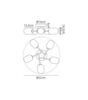 Tivoli 50cm Semi Flush Ceiling Round 5 Light G9 IP44 Polished Chrome/Opal Smooth Tubular Glass-2