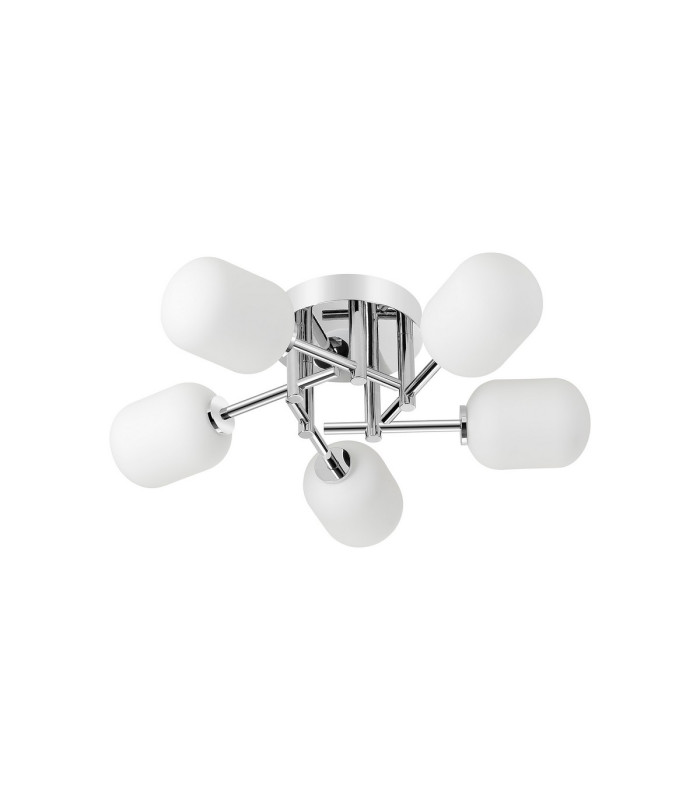 Tivoli 50cm Semi Flush Ceiling Round 5 Light G9 IP44 Polished Chrome/Opal Smooth Tubular Glass-4
