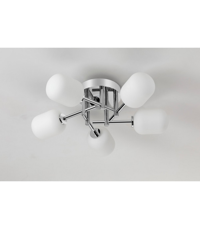 Tivoli 50cm Semi Flush Ceiling Round 5 Light G9 IP44 Polished Chrome/Opal Smooth Tubular Glass-8