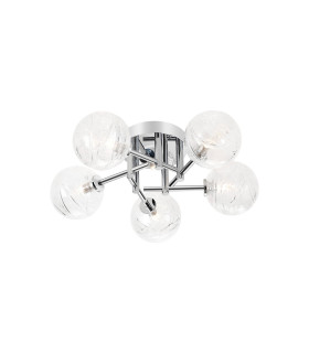 Tivoli 50cm Semi Flush Ceiling Round 5 Light G9 IP44 Polished Chrome/Clear Dune Effect Round Glass-1