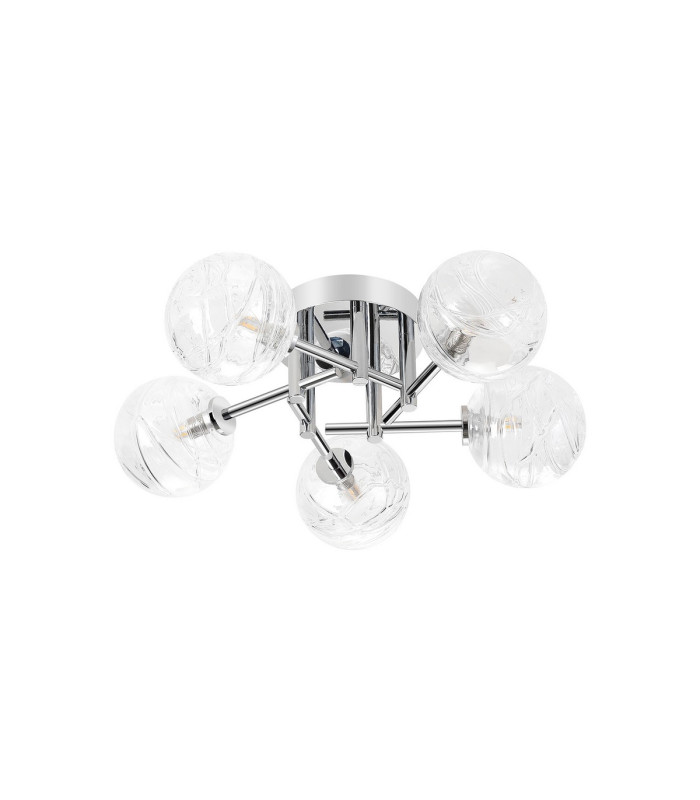 Tivoli 50cm Semi Flush Ceiling Round 5 Light G9 IP44 Polished Chrome/Clear Dune Effect Round Glass-4