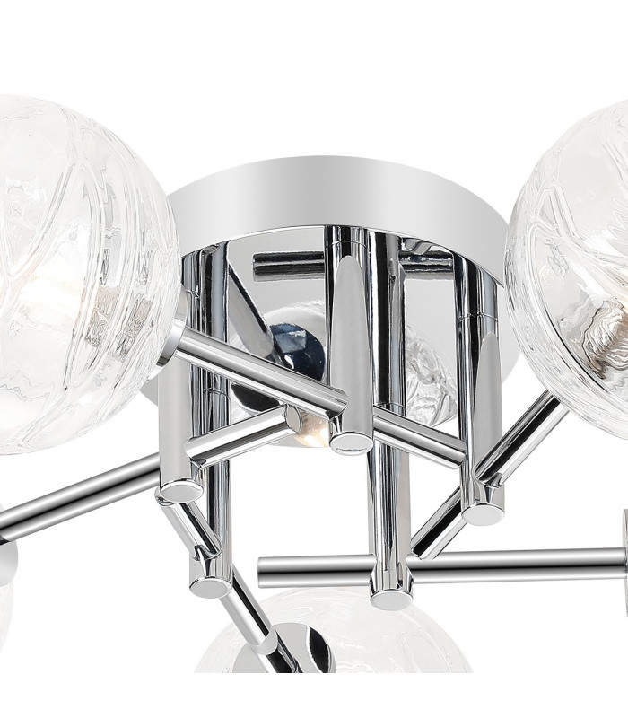 Tivoli 50cm Semi Flush Ceiling Round 5 Light G9 IP44 Polished Chrome/Clear Dune Effect Round Glass-5