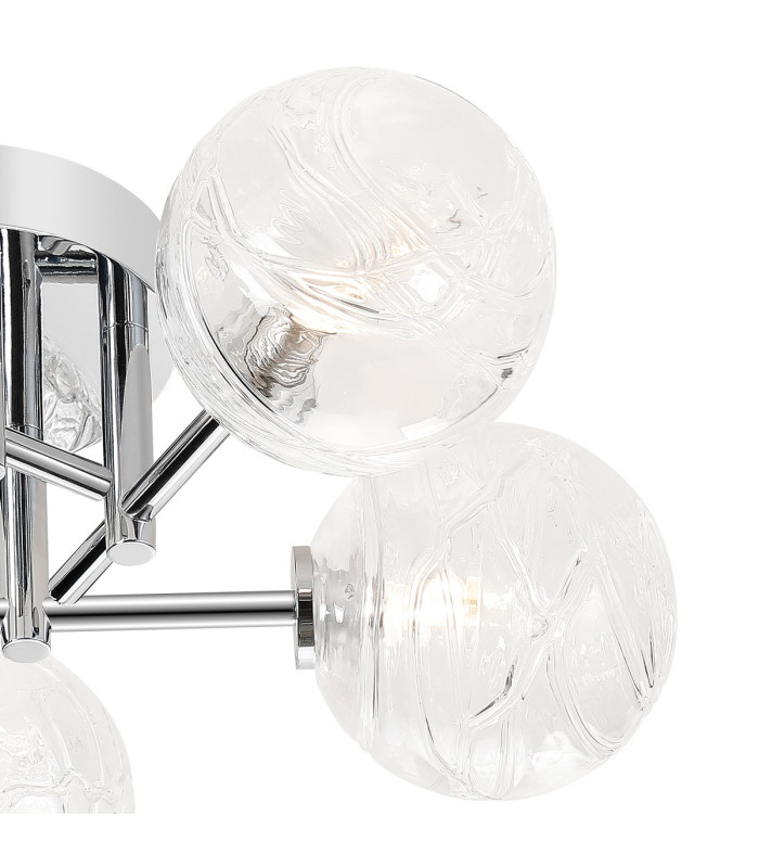 Tivoli 50cm Semi Flush Ceiling Round 5 Light G9 IP44 Polished Chrome/Clear Dune Effect Round Glass-7