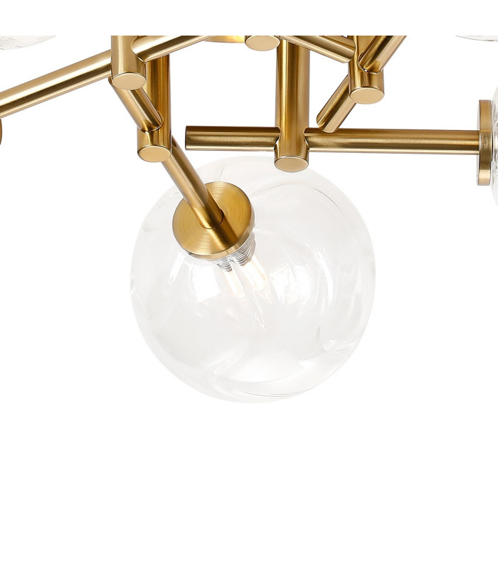 Tivoli 50cm Semi Flush Ceiling Round 5 Light G9 IP44 Brass Gold/Clear Waved Round Glass-6