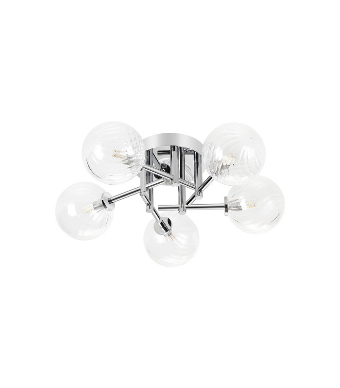 Tivoli 50cm Semi Flush Ceiling Round 5 Light G9 IP44 Polished Chrome/Clear Swirl Round Glass-4