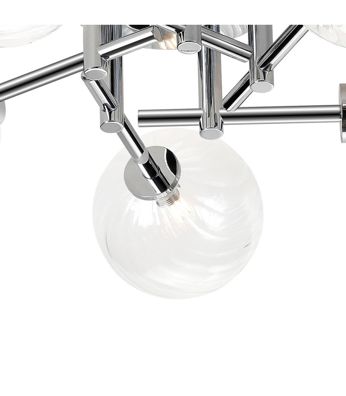 Tivoli 50cm Semi Flush Ceiling Round 5 Light G9 IP44 Polished Chrome/Clear Swirl Round Glass-5