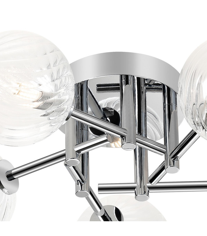 Tivoli 50cm Semi Flush Ceiling Round 5 Light G9 IP44 Polished Chrome/Clear Swirl Round Glass-6