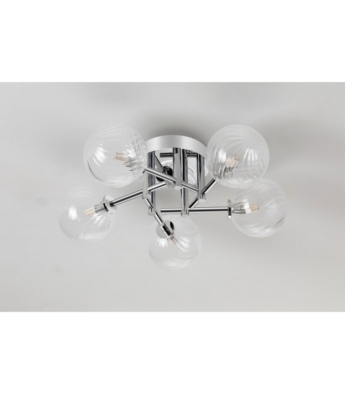 Tivoli 50cm Semi Flush Ceiling Round 5 Light G9 IP44 Polished Chrome/Clear Swirl Round Glass-8