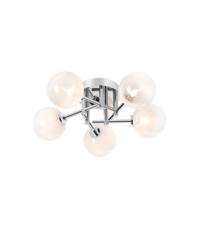 Tivoli 50cm Semi Flush Ceiling Round 5 Light G9 IP44 Polished Chrome/White Two-Tone Snow Specks Round Glass-1
