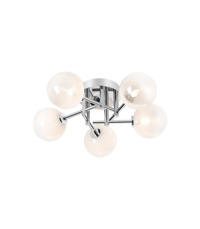 Tivoli 50cm Semi Flush Ceiling Round 5 Light G9 IP44 Polished Chrome/White Two-Tone Snow Specks Round Glass-1