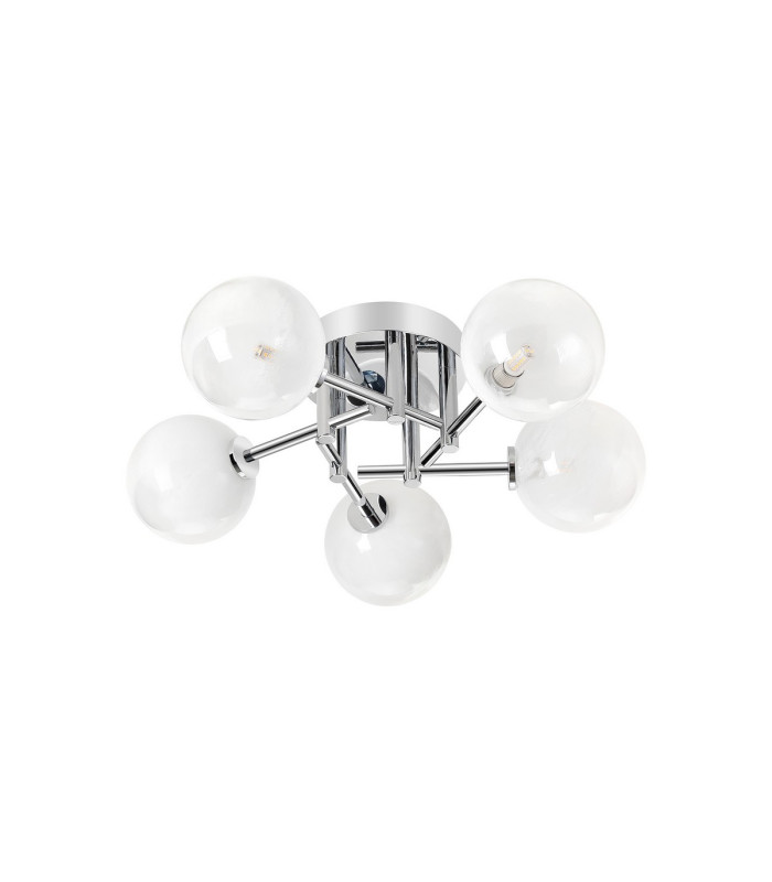 Tivoli 50cm Semi Flush Ceiling Round 5 Light G9 IP44 Polished Chrome/White Two-Tone Snow Specks Round Glass-4