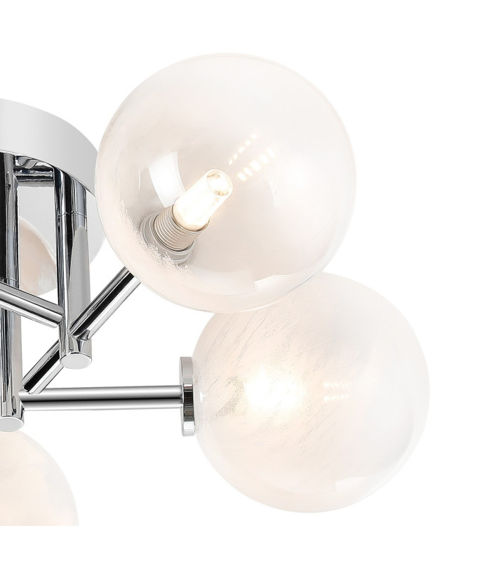Tivoli 50cm Semi Flush Ceiling Round 5 Light G9 IP44 Polished Chrome/White Two-Tone Snow Specks Round Glass-5