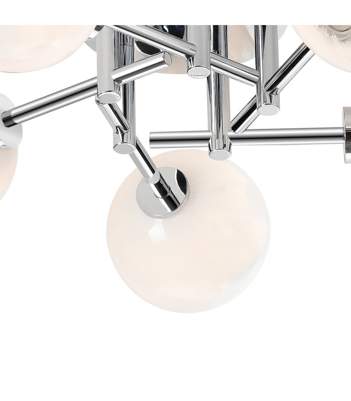 Tivoli 50cm Semi Flush Ceiling Round 5 Light G9 IP44 Polished Chrome/White Two-Tone Snow Specks Round Glass-6