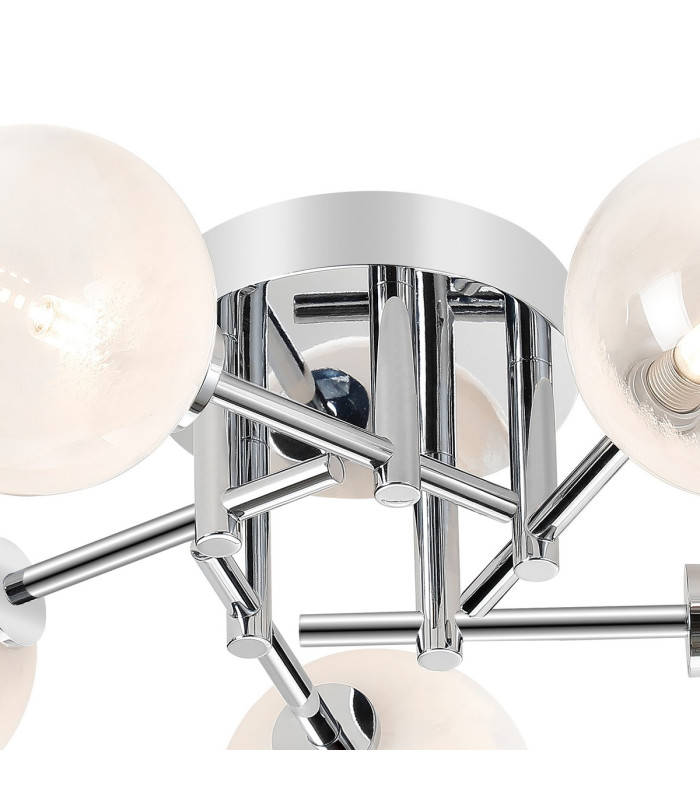 Tivoli 50cm Semi Flush Ceiling Round 5 Light G9 IP44 Polished Chrome/White Two-Tone Snow Specks Round Glass-7