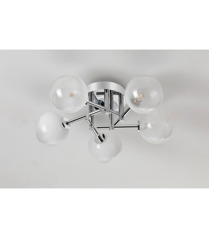 Tivoli 50cm Semi Flush Ceiling Round 5 Light G9 IP44 Polished Chrome/White Two-Tone Snow Specks Round Glass-8