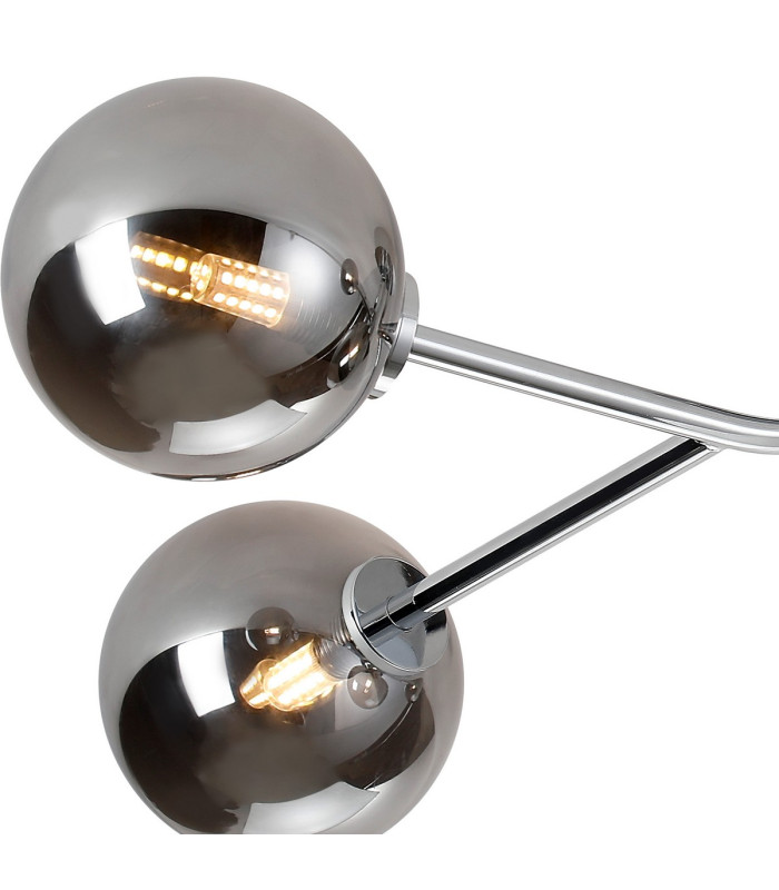 Tivoli Linear Semi Flush Ceiling 5 Light G9 IP44 Polished Chrome/Smoke Smooth Round Glass-7