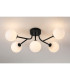 Tivoli Linear Semi Flush Ceiling 5 Light G9 IP44 Satin Black/Opal Smooth Round Glass-3