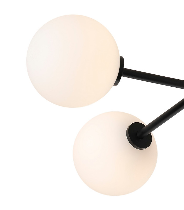 Tivoli Linear Semi Flush Ceiling 5 Light G9 IP44 Satin Black/Opal Smooth Round Glass-6