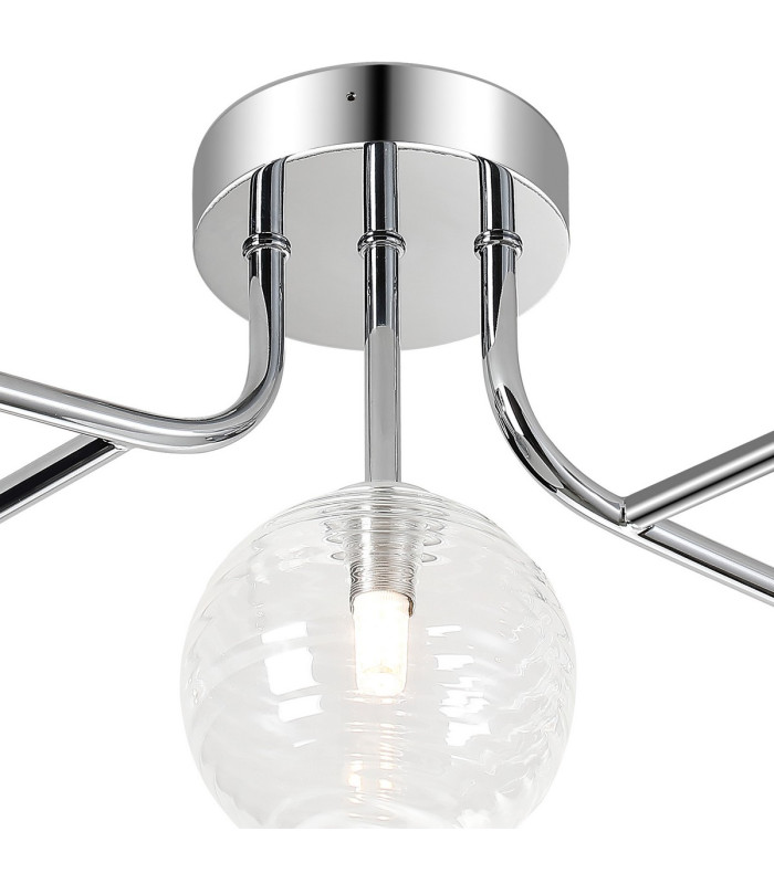 Tivoli Linear Semi Flush Ceiling 5 Light G9 IP44 Polished Chrome/Clear Ribbed Round Glass-5