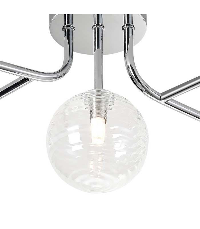 Tivoli Linear Semi Flush Ceiling 5 Light G9 IP44 Polished Chrome/Clear Ribbed Round Glass-6