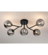 Tivoli Linear Semi Flush Ceiling 5 Light G9 IP44 Satin Black/Smoke Ribbed Round Glass-3