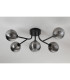 Tivoli Linear Semi Flush Ceiling 5 Light G9 IP44 Satin Black/Smoke Ribbed Round Glass-8