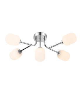 Tivoli Linear Semi Flush Ceiling 5 Light G9 IP44 Polished Chrome/Opal Smooth Tubular Glass-1