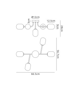 Tivoli Linear Semi Flush Ceiling 5 Light G9 IP44 Polished Chrome/Opal Smooth Tubular Glass-2