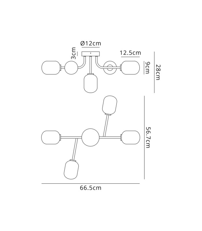 Tivoli Linear Semi Flush Ceiling 5 Light G9 IP44 Polished Chrome/Opal Smooth Tubular Glass-2
