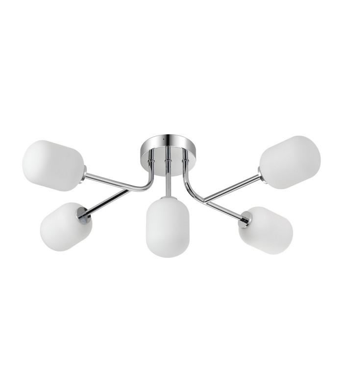 Tivoli Linear Semi Flush Ceiling 5 Light G9 IP44 Polished Chrome/Opal Smooth Tubular Glass-4